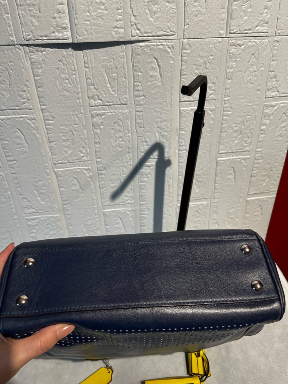 Coach Legacy Navy Leather Candace Tote with Yellow Tassel - Picture 3 of 8